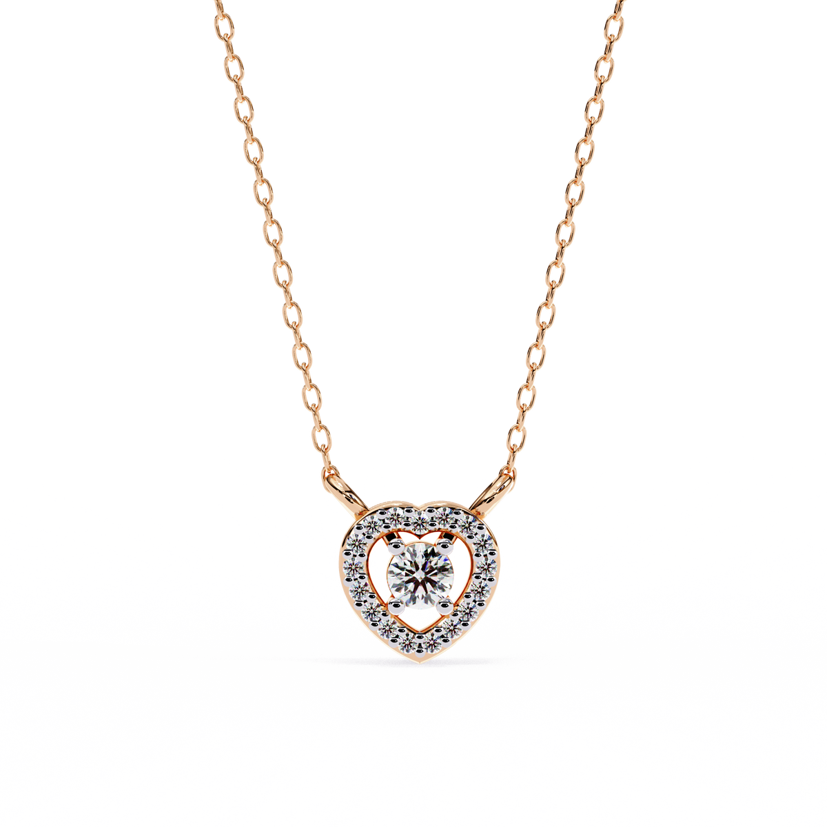 Heart Shape Halo Pendant with Round Lab Grown Diamond - View 3
