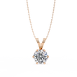 Round Lab Grown Diamond Solitaire Six Prong V Bail Pendant - View 3