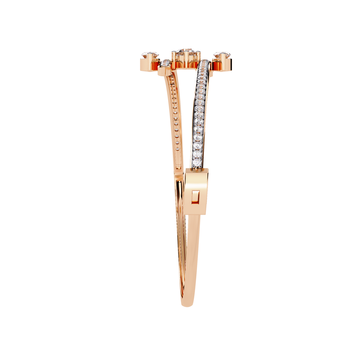 Round and Marquise Lab Diamond Exquisite Dual Line Bracelet - View 3