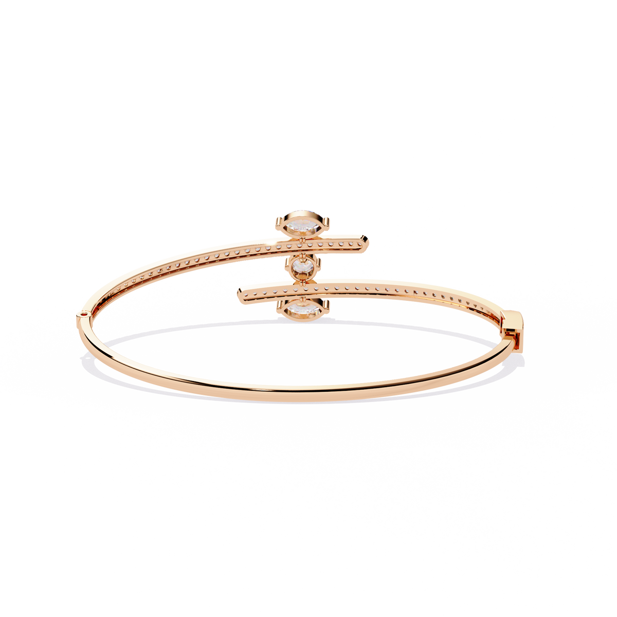 Round and Marquise Lab Diamond Exquisite Dual Line Bracelet - View 9