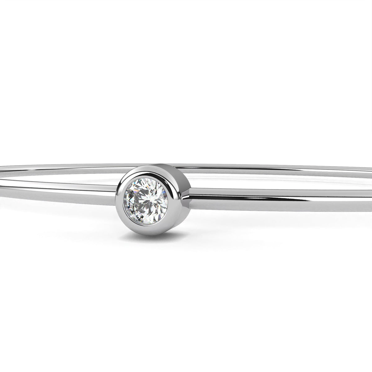Round Bezel Set Lab Diamond Solitaire Bangle Bracelet for Women - View 10