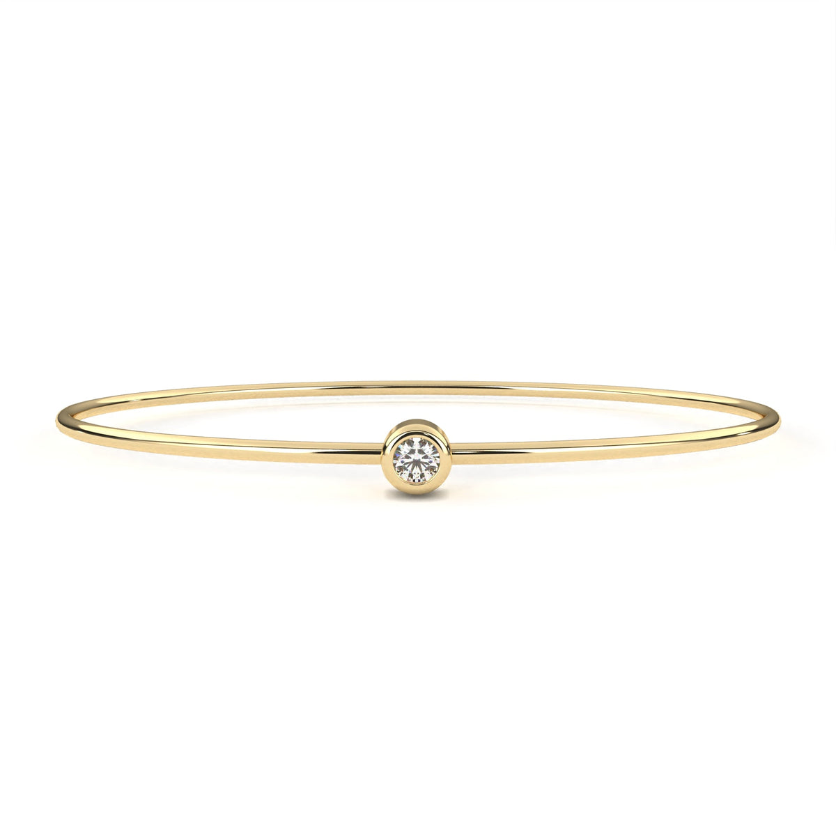 Round Bezel Set Lab Diamond Solitaire Bangle Bracelet for Women - View 2