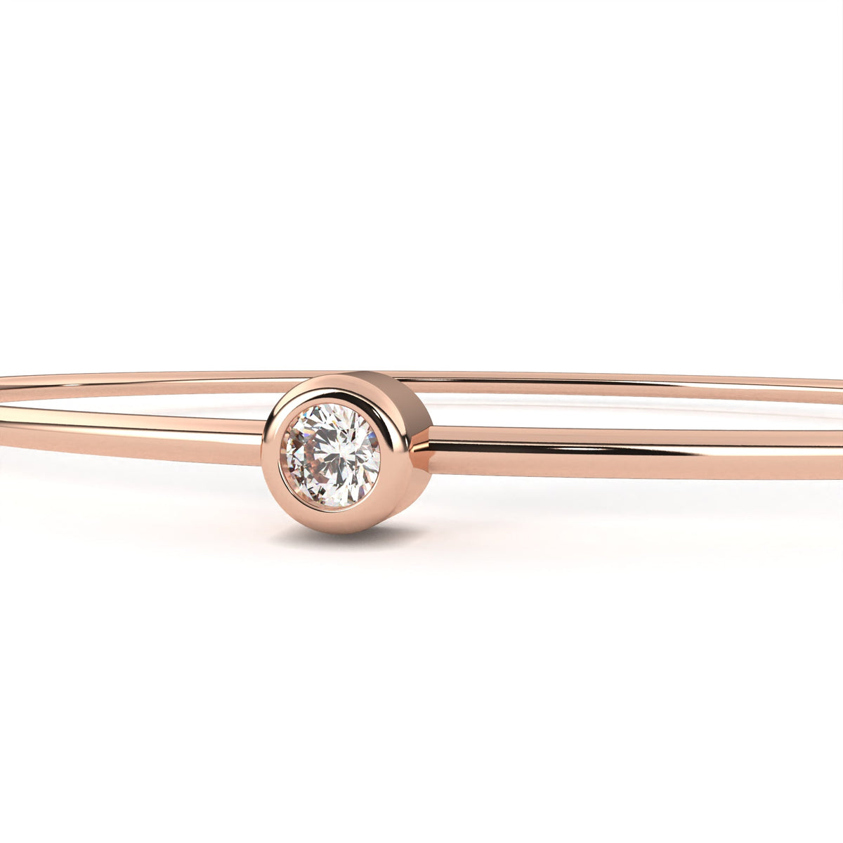 Round Bezel Set Lab Diamond Solitaire Bangle Bracelet for Women - View 9