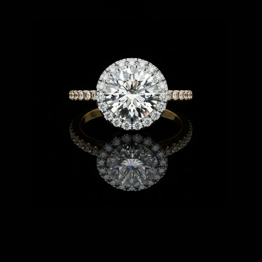 Round brilliant Cut Halo Lab Diamond Pave Ring