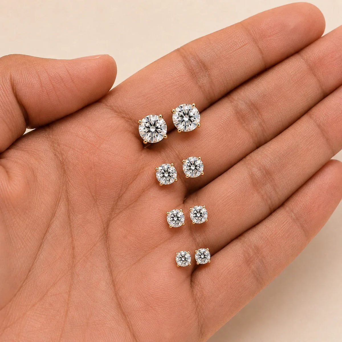 Round Brilliant Cut Lab Grown Diamond Classic Solitaire Stud Earrings