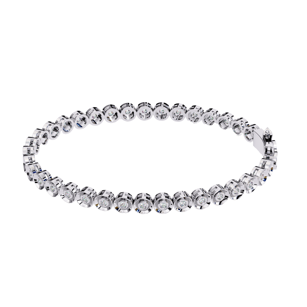 Round Brilliant Lab Diamond Single Row Bezel Bracelet - View 10