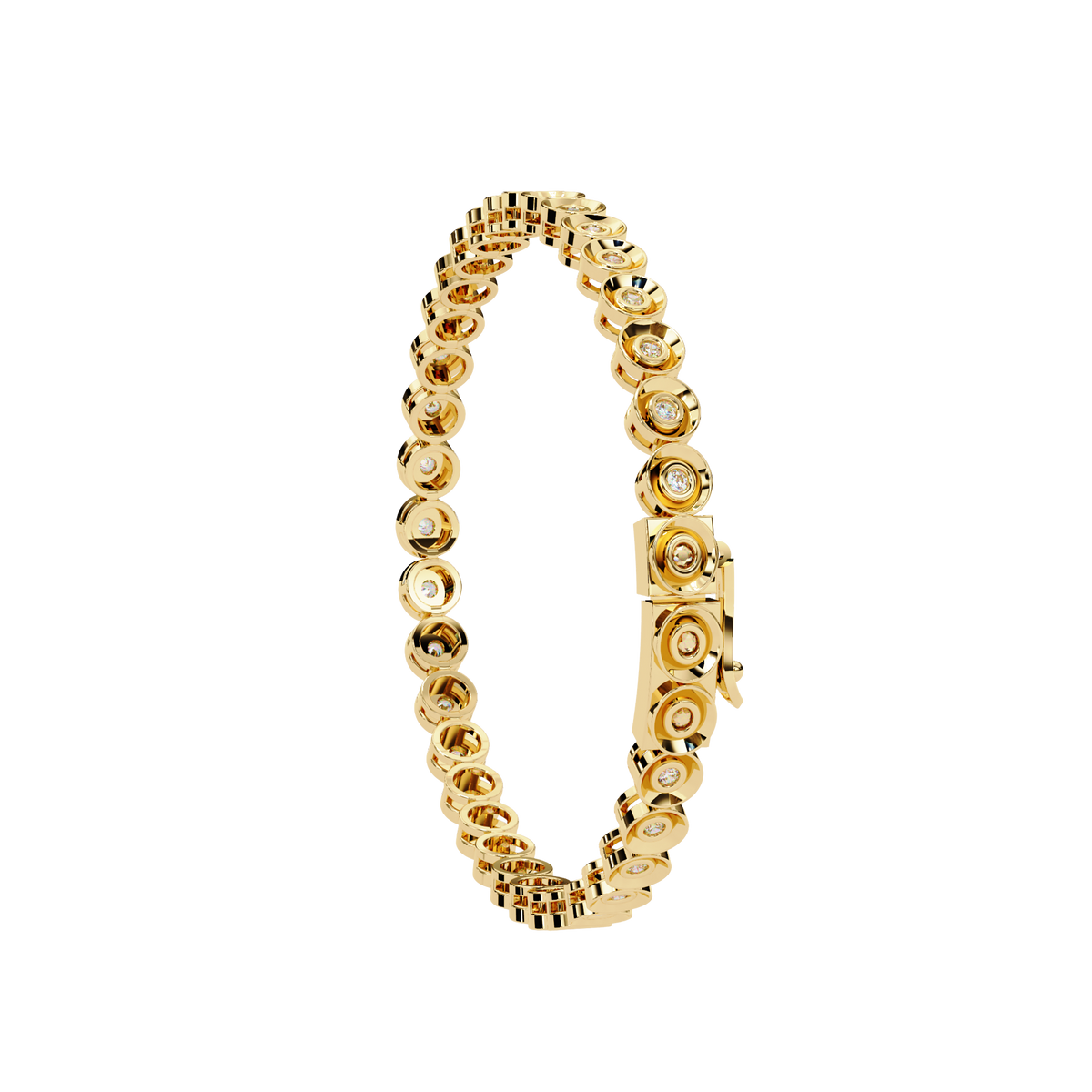 Round Brilliant Lab Diamond Single Row Bezel Bracelet - View 3