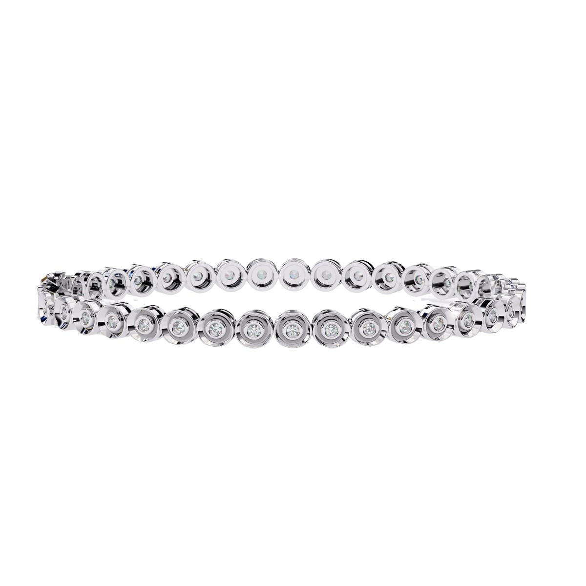 Round Brilliant Lab Diamond Single Row Bezel Bracelet - View 5