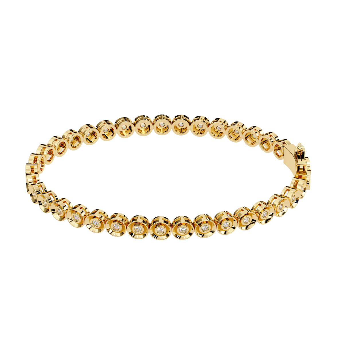 Round Brilliant Lab Diamond Single Row Bezel Bracelet - View 8