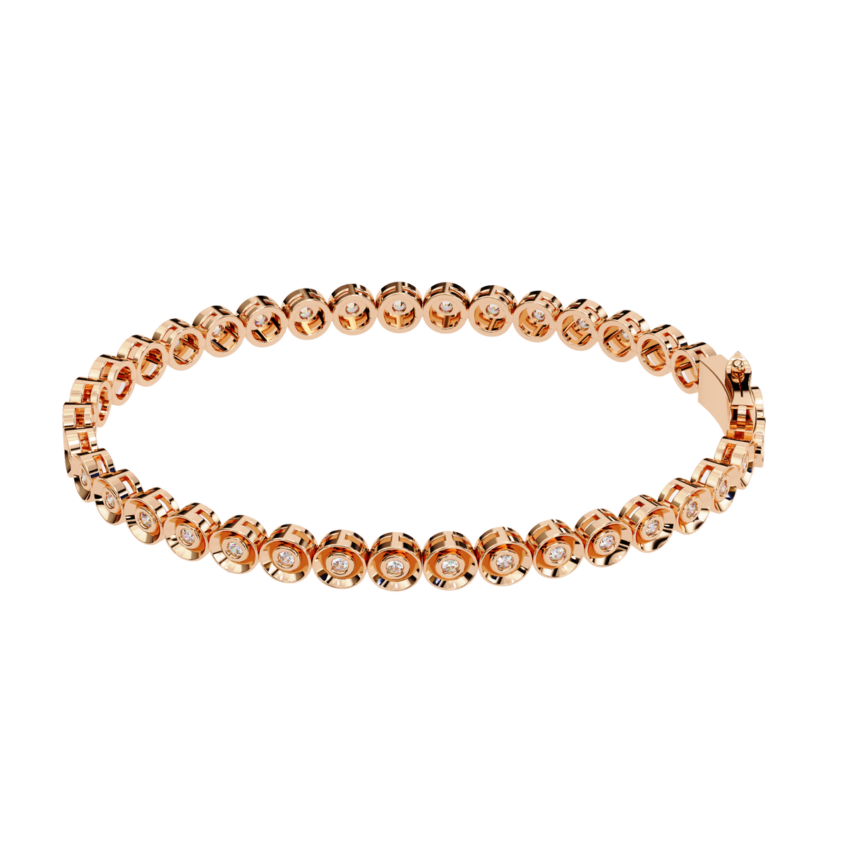 Round Brilliant Lab Diamond Single Row Bezel Bracelet - View 9