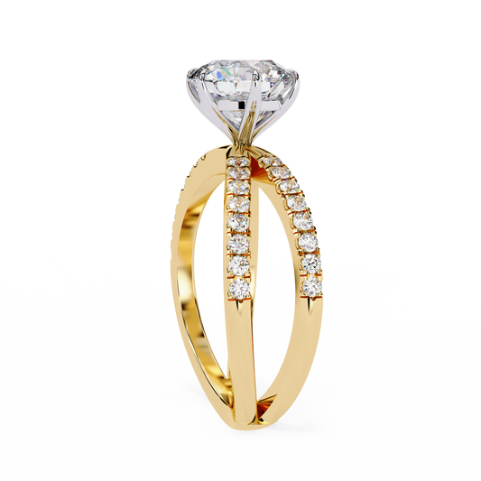 Round Cut Split Pave Band Moissanite Diamond Anniversary Ring - View 2