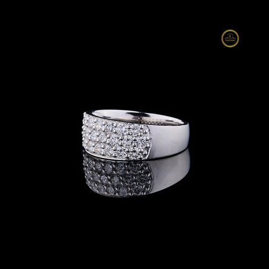 Round Cut Multi Row Pave Moissanite Diamond Wide Statement Band Ring - View 2