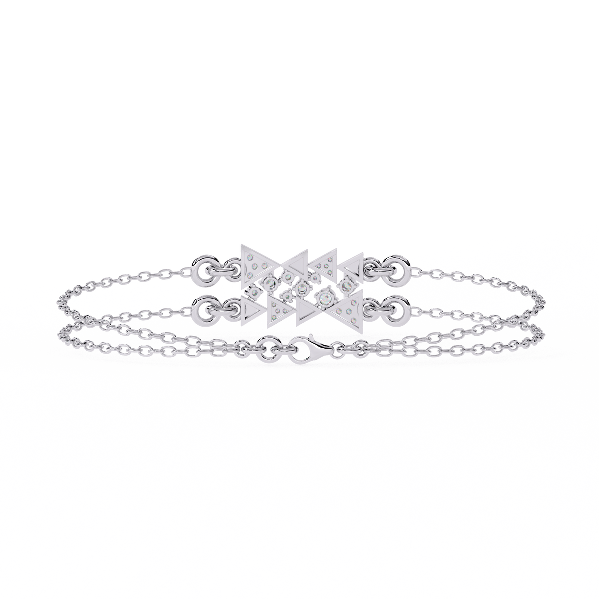 Round Cut Lab Diamond Adjustable Double Chain Bracelet - View 7