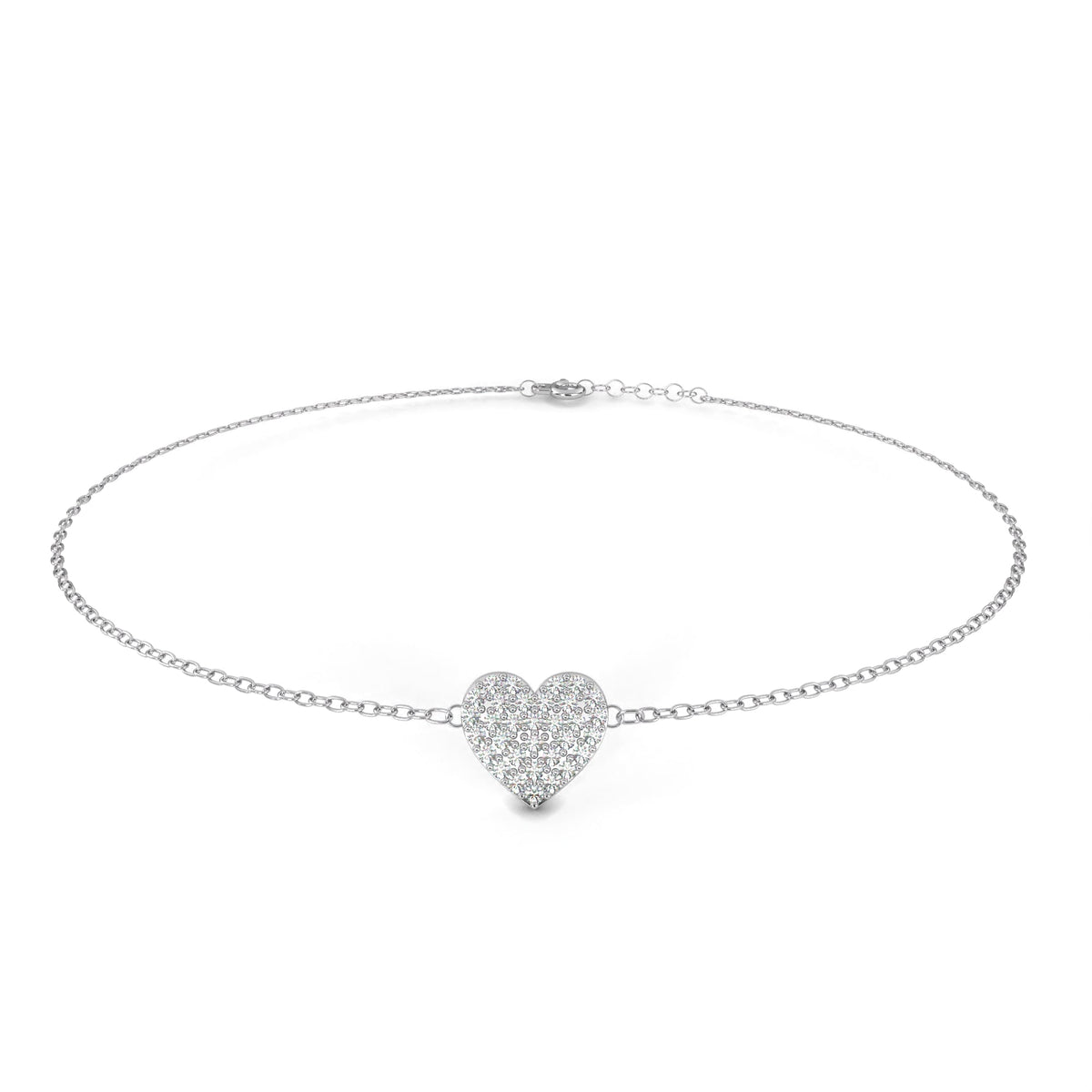 Round Cut Lab Diamond Adjustable Heart Bracelet - View 4
