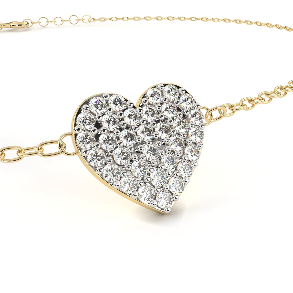 Round Cut Lab Diamond Adjustable Heart Bracelet - View 5