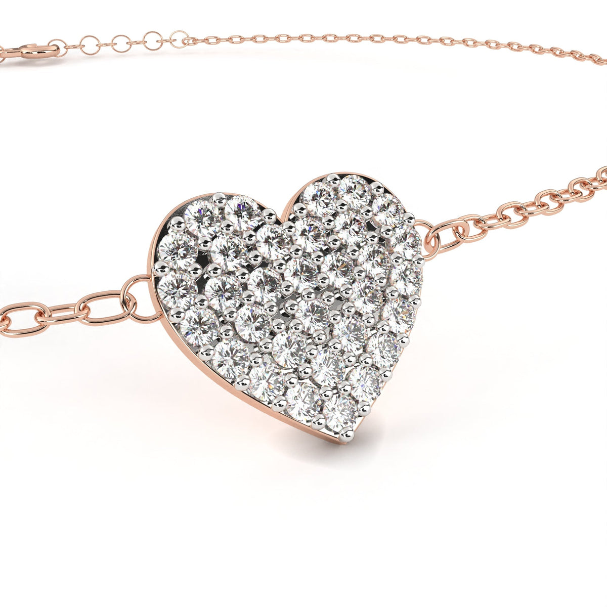 Round Cut Lab Diamond Adjustable Heart Bracelet - View 6
