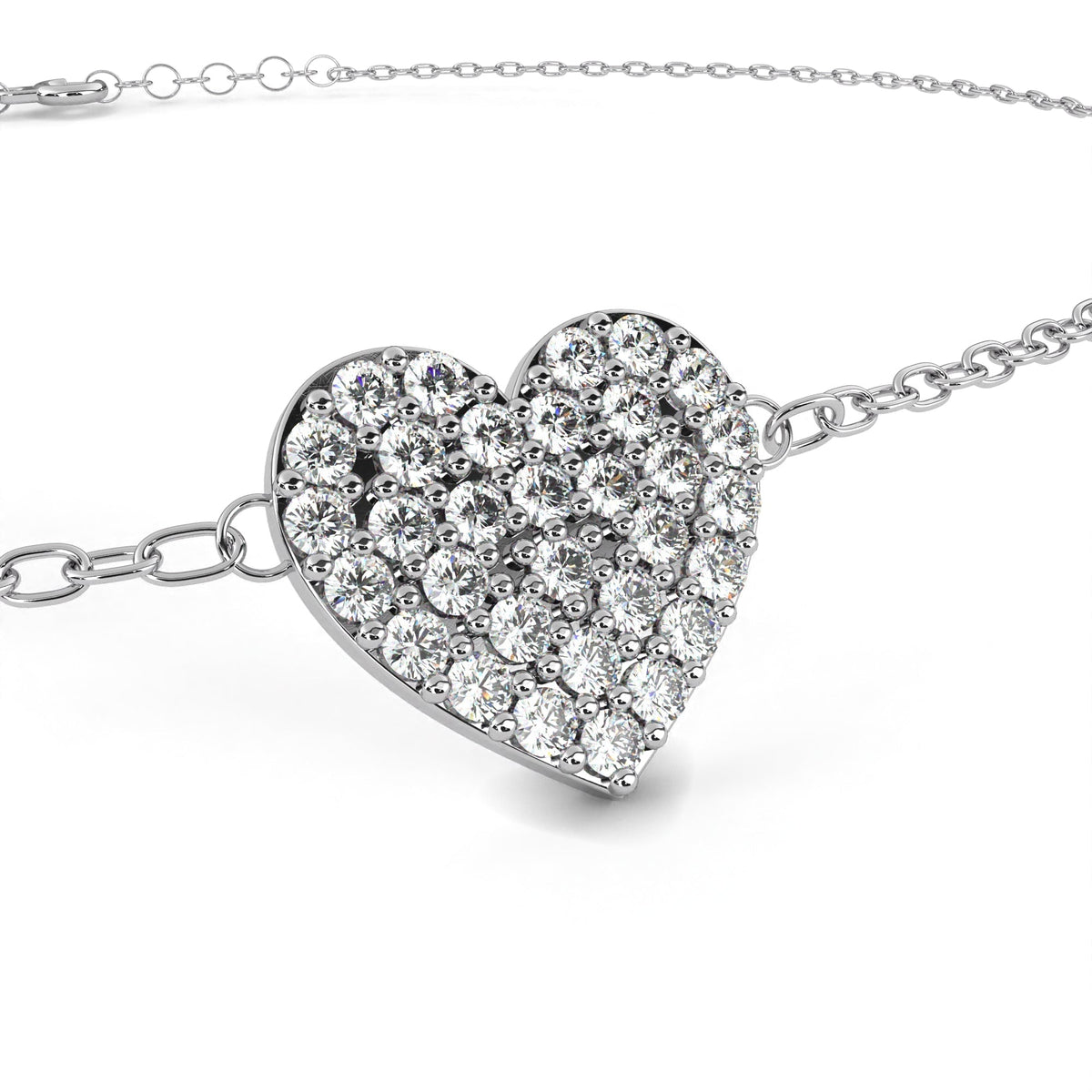 Round Cut Lab Diamond Adjustable Heart Bracelet - View 7