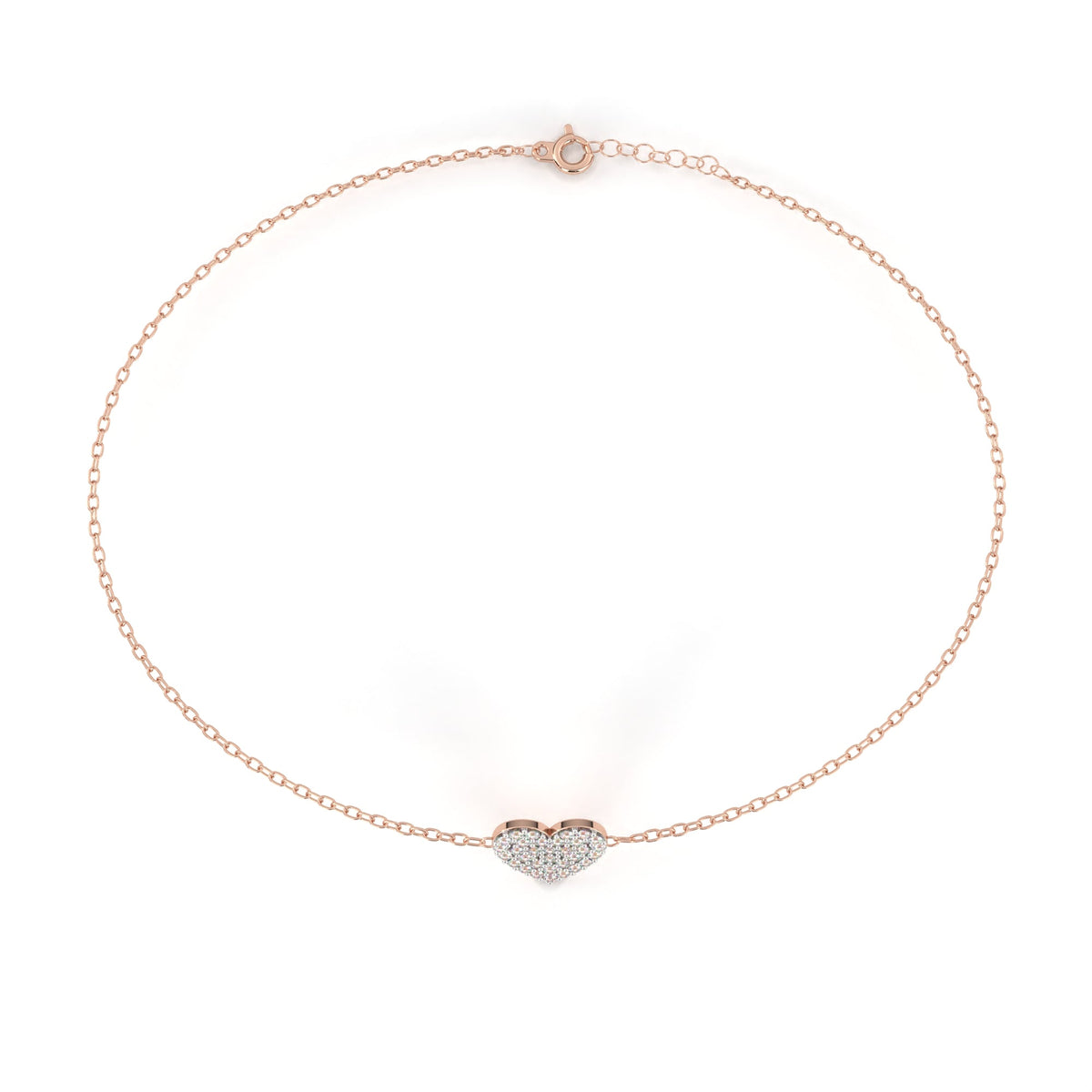 Round Cut Lab Diamond Adjustable Heart Bracelet - View 9