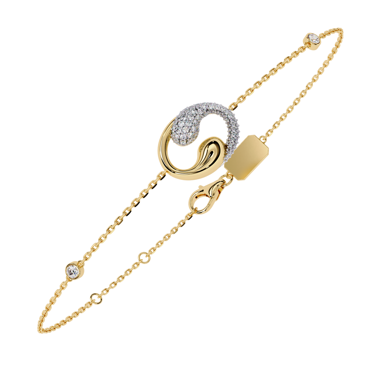 Round Cut Lab Diamond Chain Swirl Bracelet - View 2