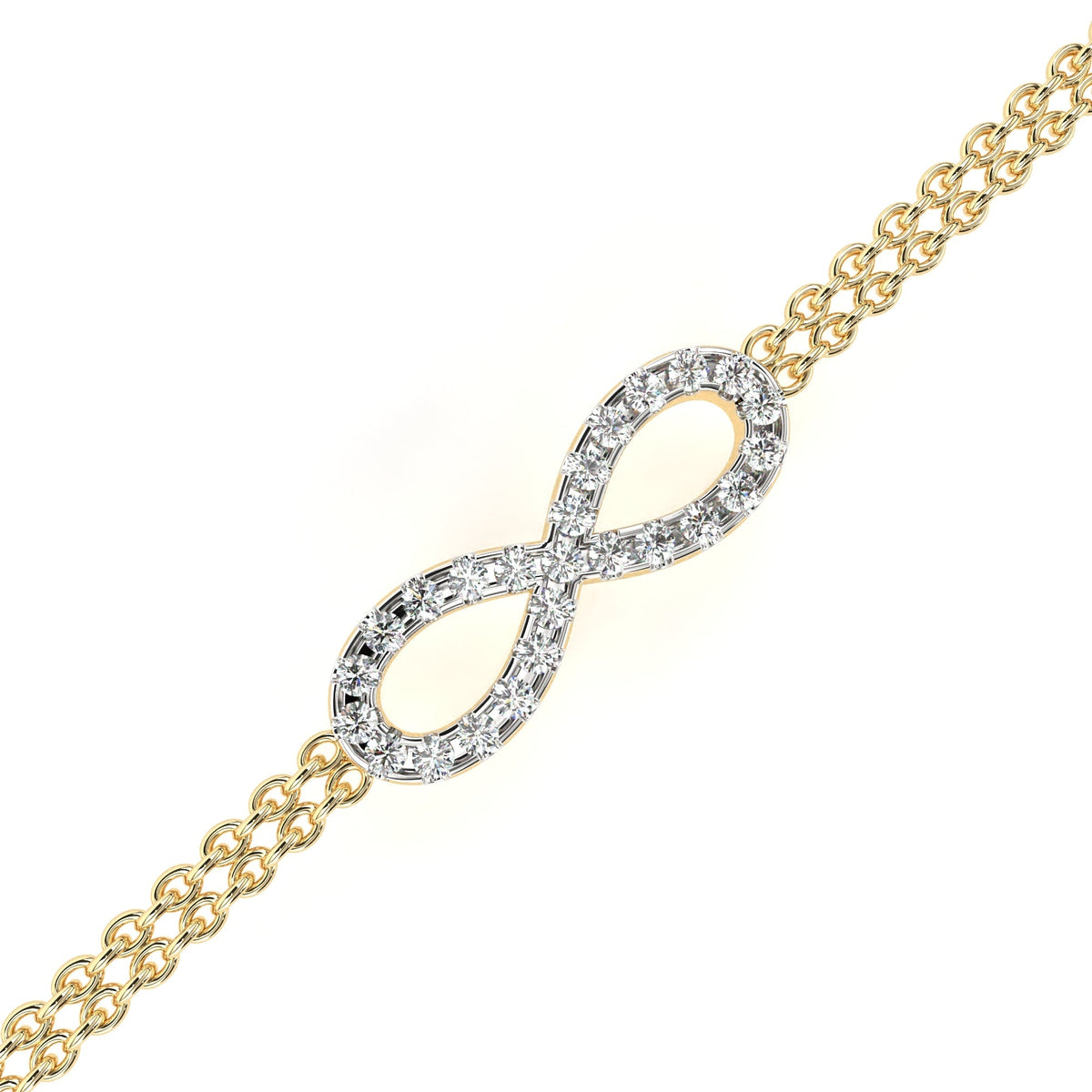 Round Cut Lab Diamond Double Chain Infinity Bracelet - View 10