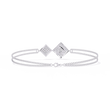 Round Cut Lab Diamond Geometric Square Double Chain Bracelet - View 4