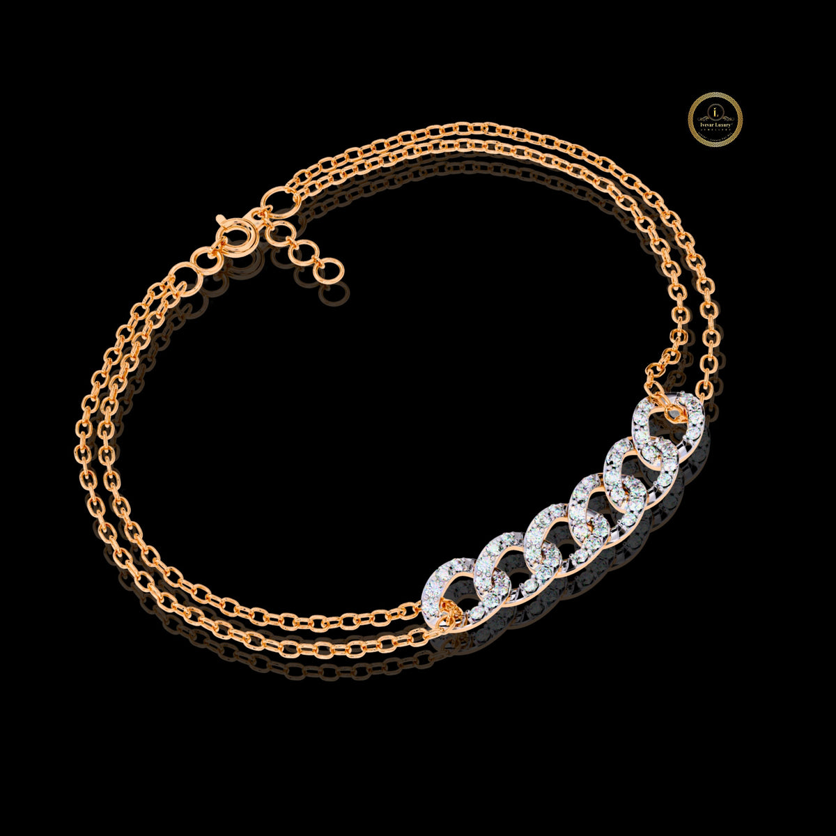 Round Cut Lab Diamond Interlocking Double Link Bracelet - View 2