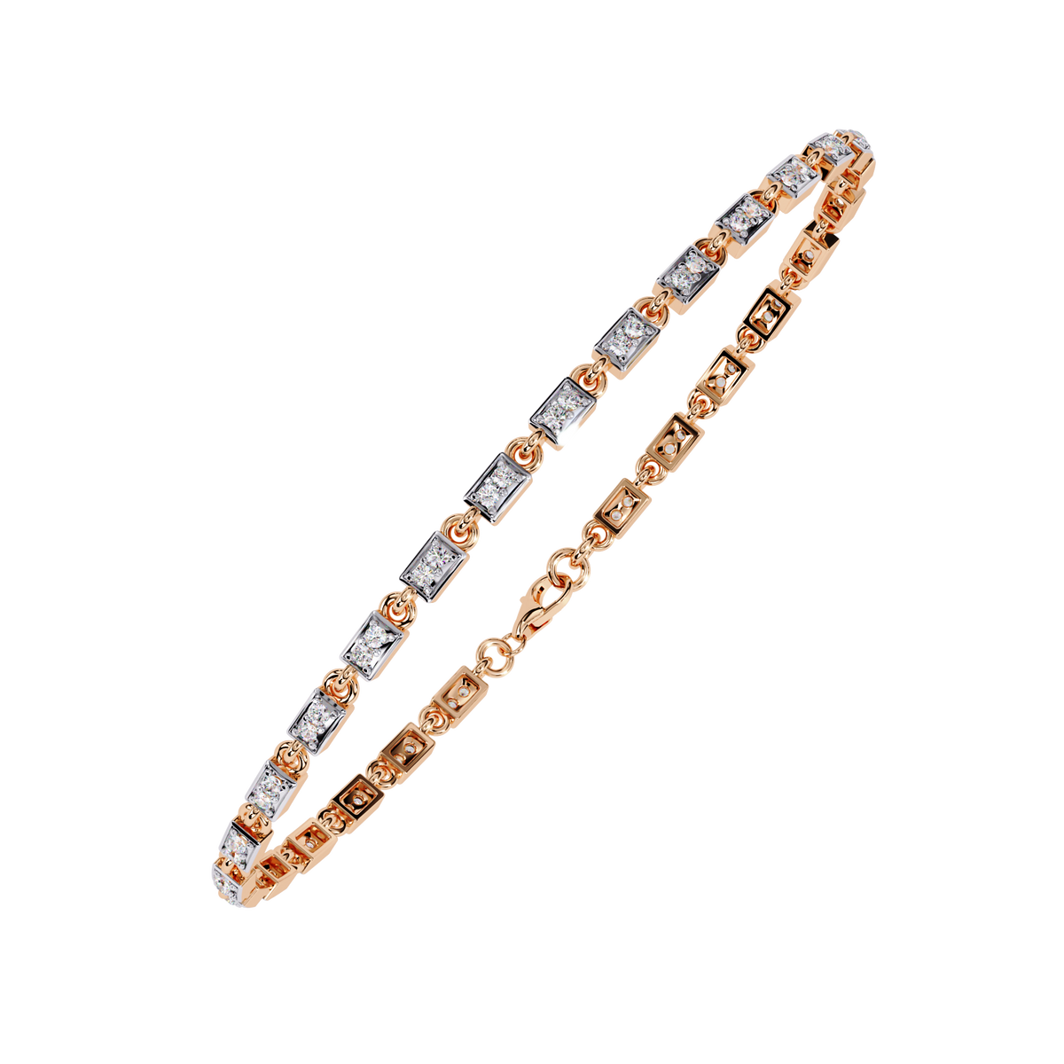 Round Cut Lab Diamond Minimalist Tennis Bracelet - View 3
