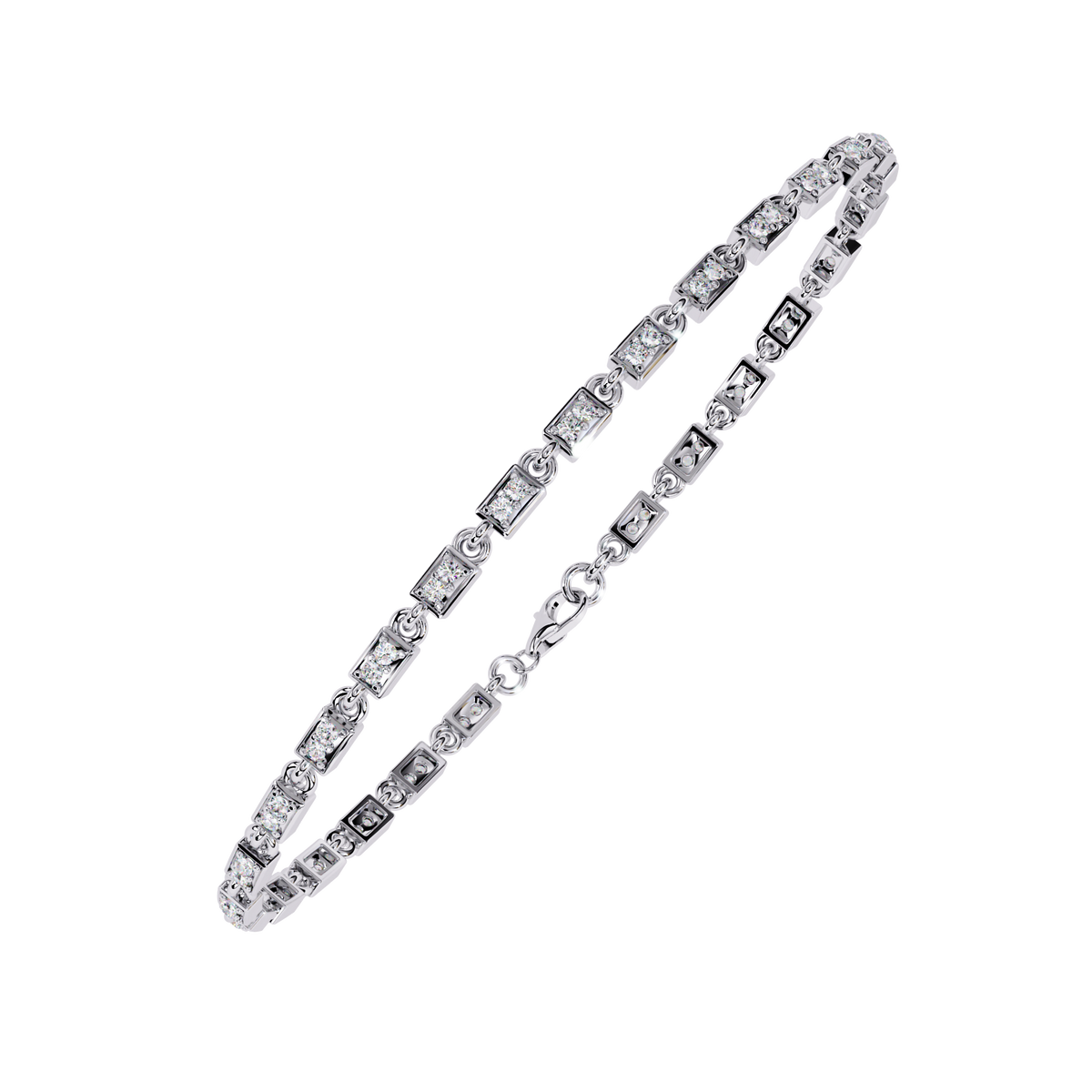 Round Cut Lab Diamond Minimalist Tennis Bracelet - View 4