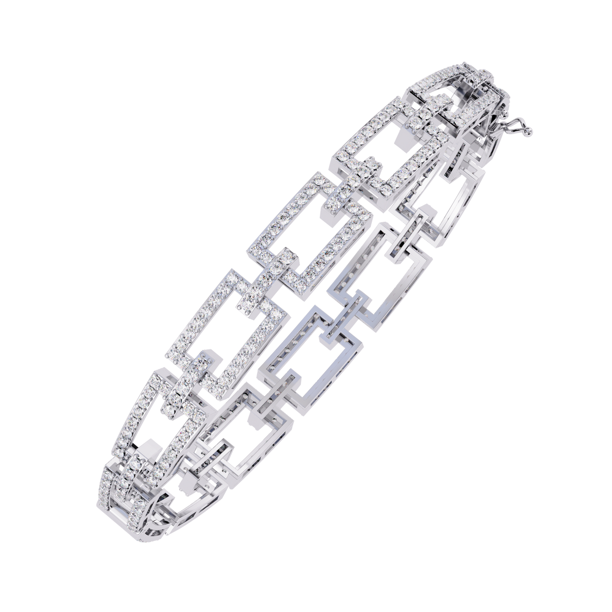 Round Cut Lab Diamond Open Link Statement Bracelet - View 10