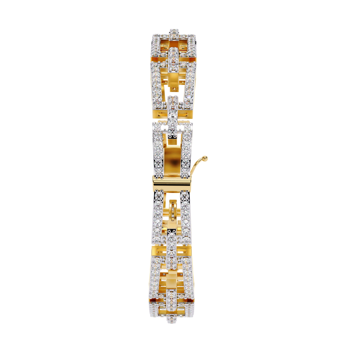 Round Cut Lab Diamond Open Link Statement Bracelet - View 2