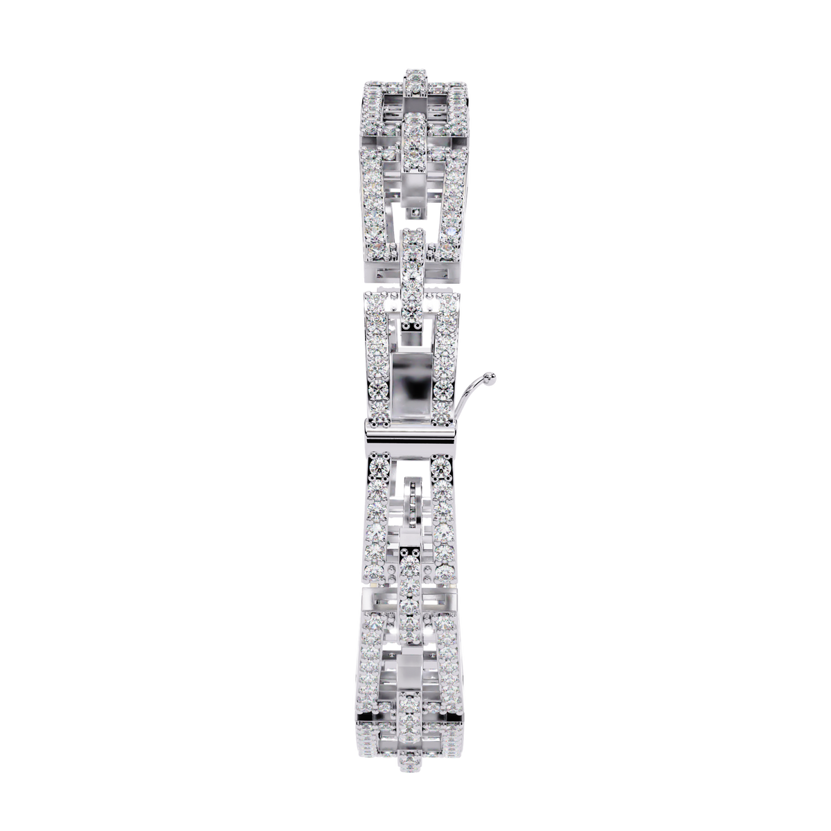 Round Cut Lab Diamond Open Link Statement Bracelet - View 4
