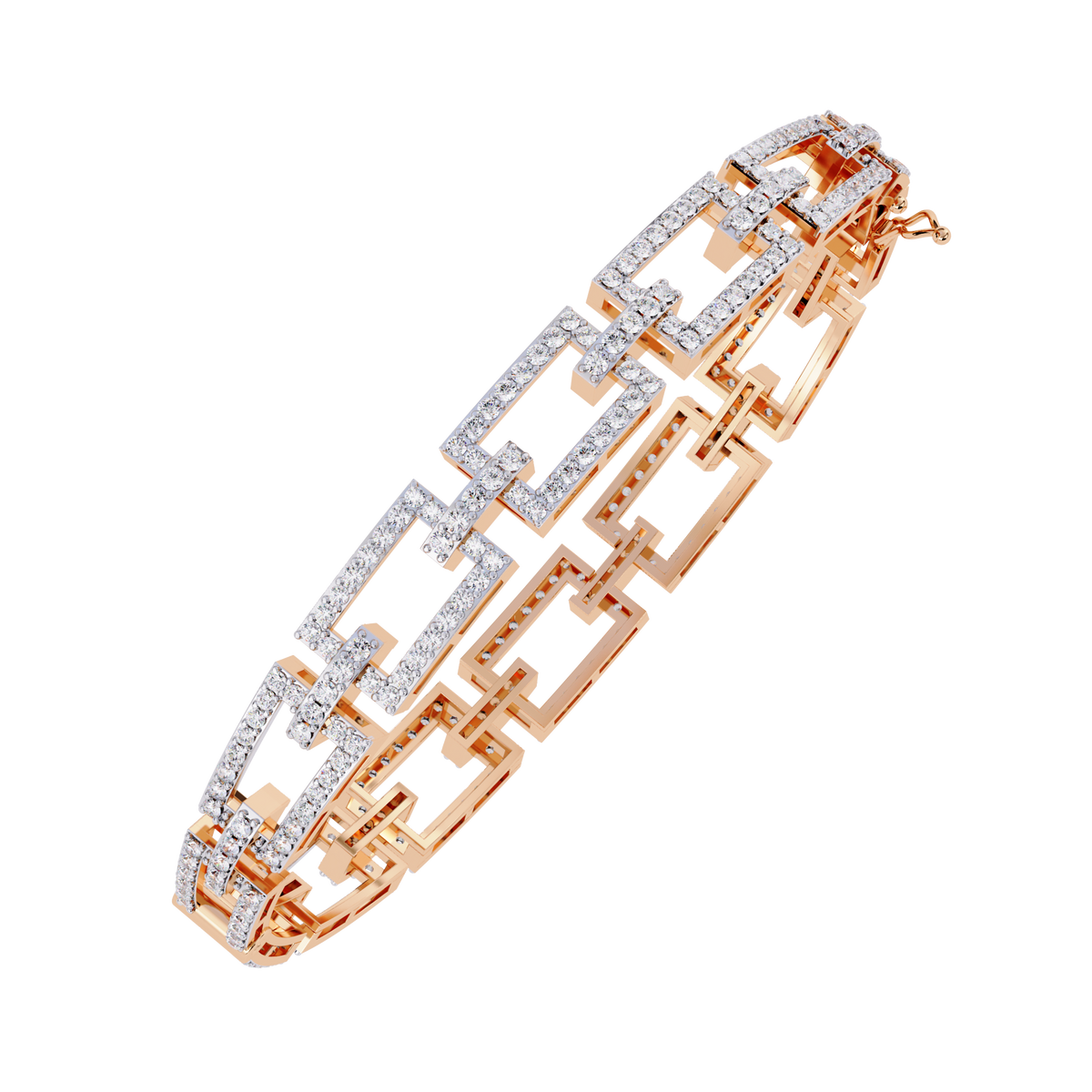 Round Cut Lab Diamond Open Link Statement Bracelet - View 9