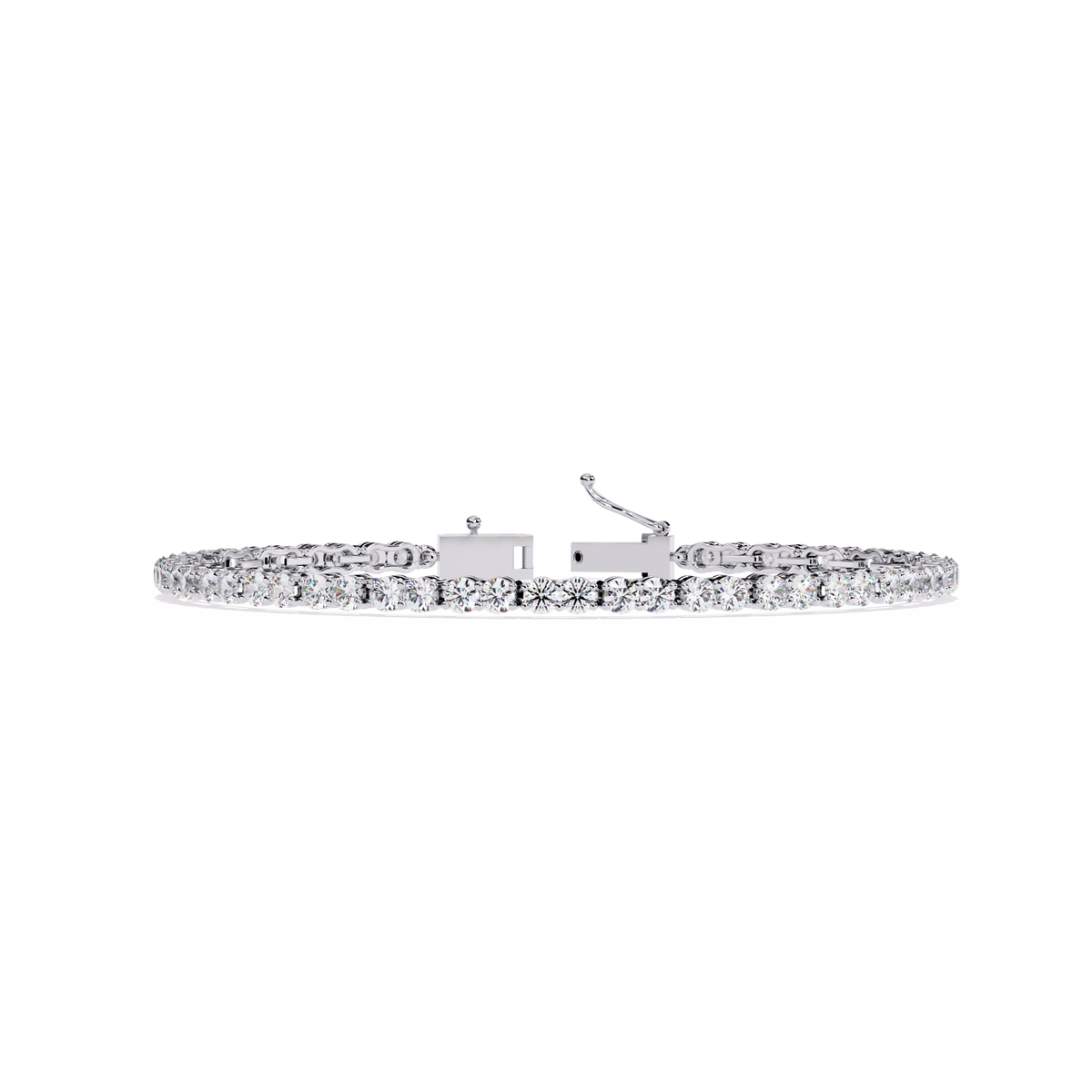 Round Cut Lab Diamond Single Row Tennis Bracelet - View 4