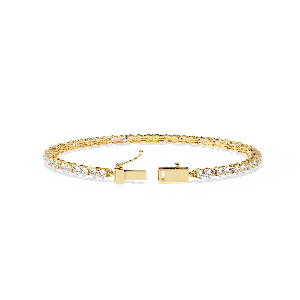 Round Cut Lab Diamond Single Row Tennis Bracelet - View 5