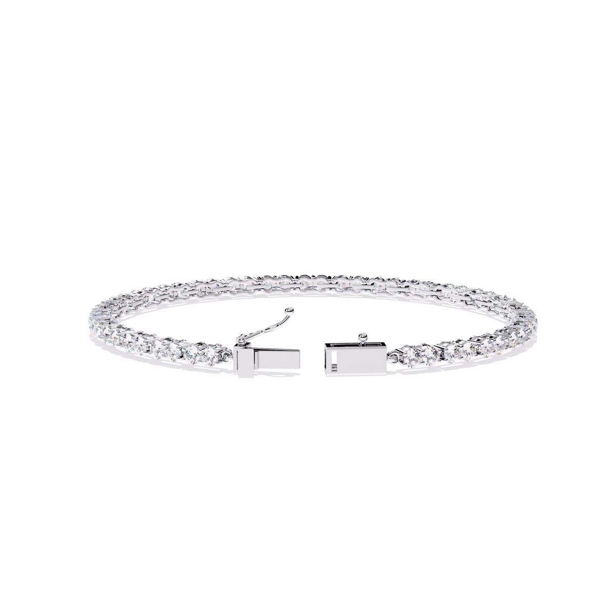 Round Cut Lab Diamond Single Row Tennis Bracelet - View 7