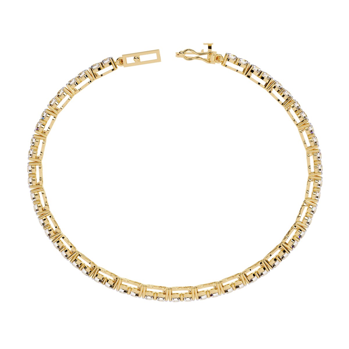 Round Cut Lab Diamond Single Row Tennis Bracelet - View 8