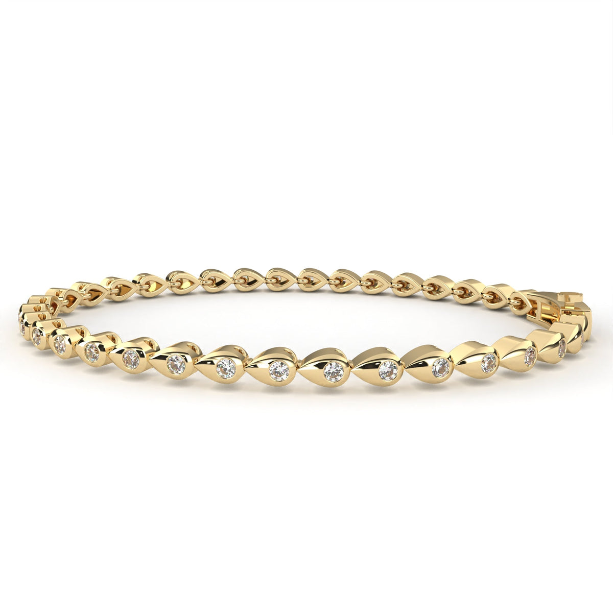 Round Cut Lab Diamond Station Bracelet with Open Marquise Links - View 2