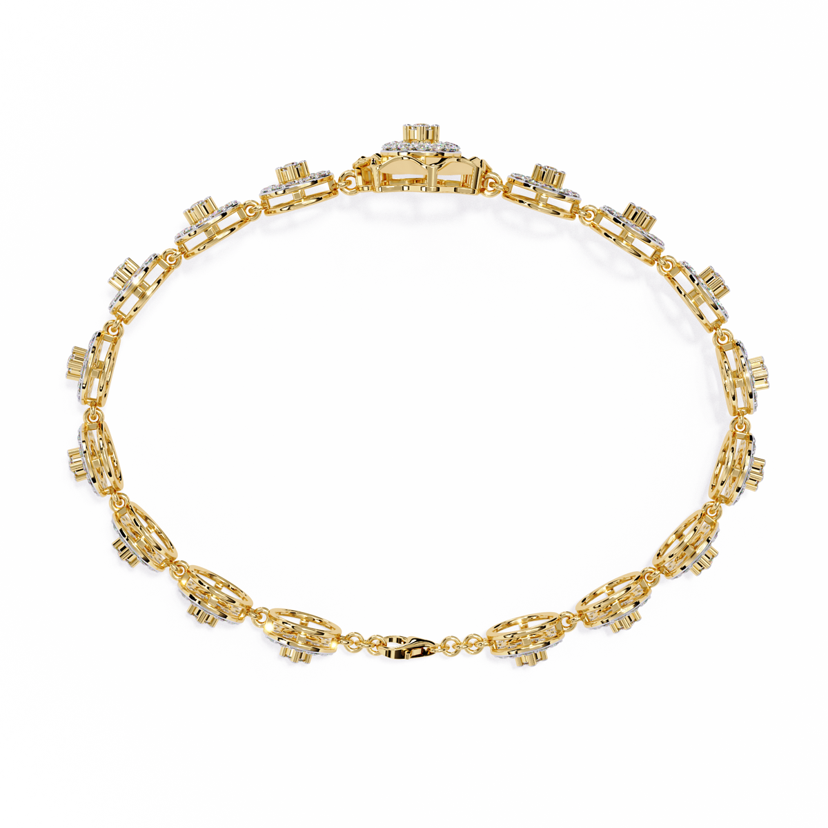 Round Cut Lab Diamond Vintage Halo Link Bracelet - View 8