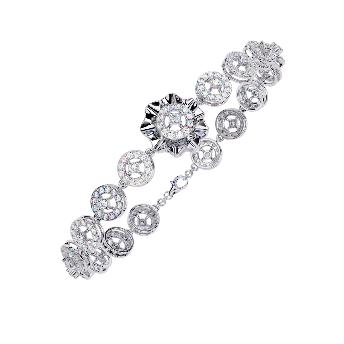 Round Cut Lab Diamond Vintage Style Station Bracelet - View 4