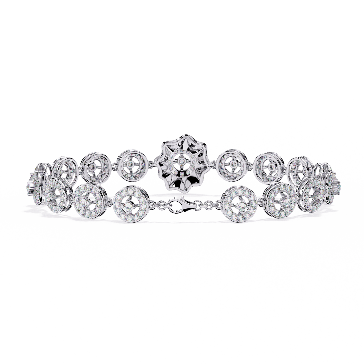 Round Cut Lab Diamond Vintage Style Station Bracelet - View 7