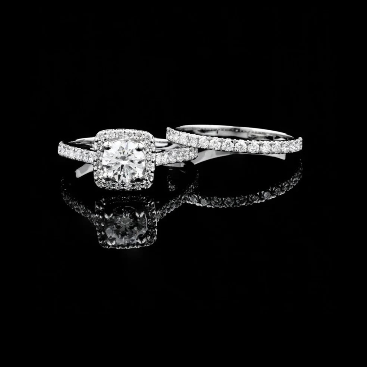 Round Cut Lab Diamond Women's Modern Pave Stackable Anniversary Set