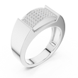 Round Cut Lab Grown Diamond Men's Heavy Gold Micro Pave Statement Ring - View 4