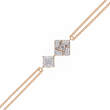 Round Cut Moissanite Diamond Geometric Square Double Chain Bracelet - View 6
