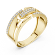 Round Cut Moissanite Diamond Men's Center Plate Pave Gold Statement Band - View 4