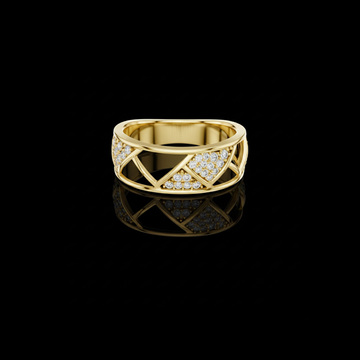 Round Cut Moissanite Diamond Men's Triangular Pave Pattern Statement Ring