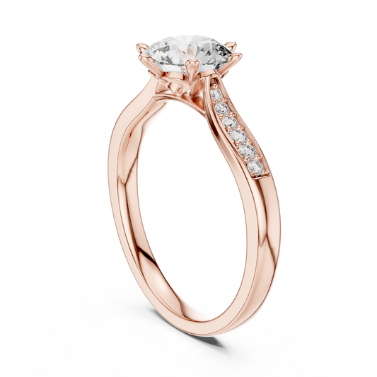 Round Cut Wedding Ring With Moissanite Diamond Pave Band - View 2