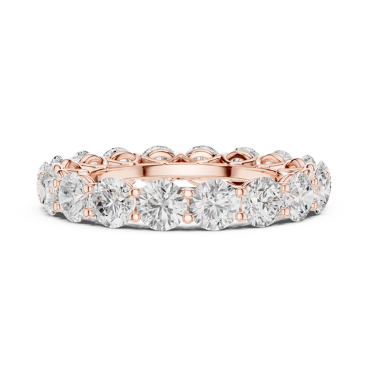 Round Lab Diamond Full Eternity Band In Shared Prong Setting - View 2