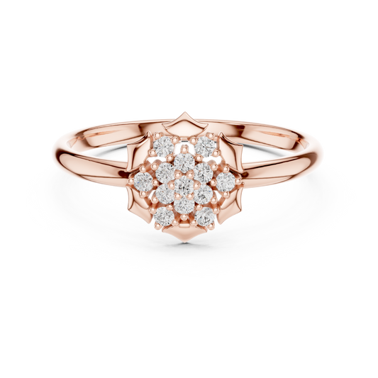 Round Cut Moissanite Diamond Floral Cluster Ring for Women - View 2