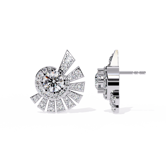 Exquisite Lab Grown Diamond Radiant Sunburst Round Diamond Statement Earrings - View 2