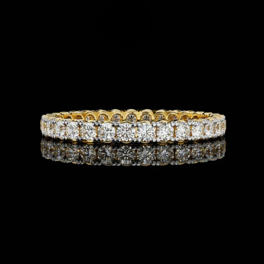Round Cut Full Eternity Moissanite Diamond Wedding Band Ring